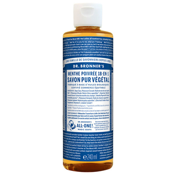Savon liquide 18-en-1 Menthe poivrée Dr. Bronner - Savon liquide naturel Menthe poivrée